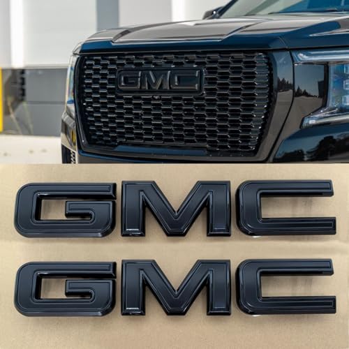 Kit OEM 2019+ Front & Tailgate Emblem Replacement for 2019-2026 Sierra 1500 AT4 Denali 2500HD 3500HD Badges 2023-25 Canyon 86539816 (Combination of Matte & gloss Black)