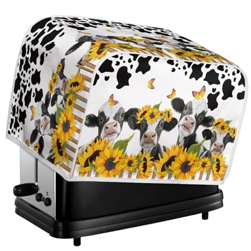 Image of 2 Slice Toaster Bread Machine Cover Kitchen Small Appliance Toaster Oven Dust Cover Dust Protection Universal Size Sunflower Cow Print
