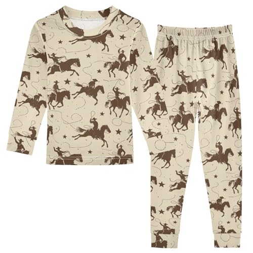 SPRIPORT Western Cowboy Soft Comfy Pajama Set Long Sleeve Top and Pants Cotton Sleepwear 2 Piece Pjs Set 3T Multicolor