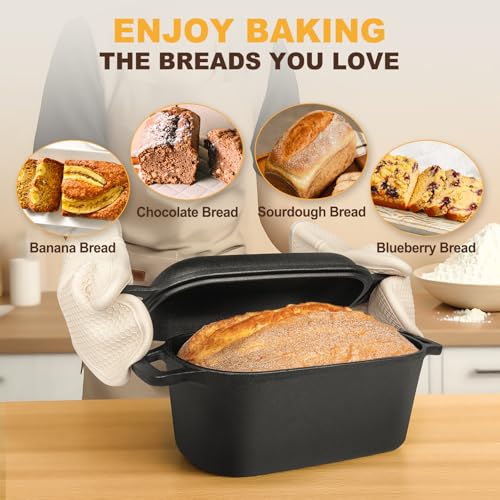 7QT Oval Dutch Oven for Sourdough Bread Baking, Pre-Seasoned Cast Iron Bread Pan with Lid, Even Heat Distribution for Homemade Bread - Image 5
