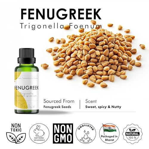 Image of Esslux Fenugreek Essential Oil - Pure & Natural Undiluted for Aromatherapy & Skin Therapeutic Grade Oil (Undiluted & Uncut - 100% Virgin) - Massage, Candle Making (Fenugreek, 30 ML)