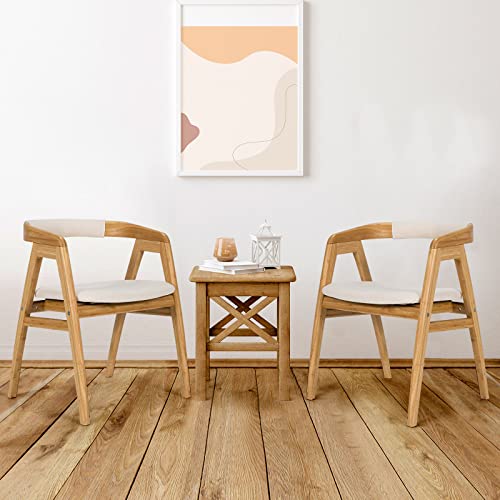 Giantex Accent Chairs Set of 2, 100% Bamboo Painted Surface Upholstered Accent Chairs with Anti-Slip Foot Pads, Arm Lounge Chair for Bedroom, Living Room