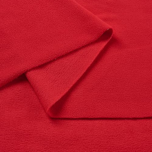 Yurdon Polar Fleece Fabric by The Yard Double-Napped for No Sew Blankets, Clothes, Craft Projects, 60 Wide (Red, 1 Yard)