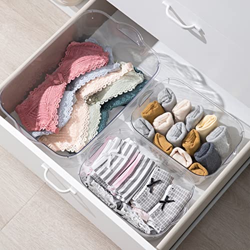 Anminy 6Pcs Clear Plastic Storage Bins Stackable Lidded Storage Boxes Baskets Cubes With Handles Removable Lids Decorative Home Kitchen Closet Shelf Organizer Clothes Towel Blanket Kid Toy Containers #TOP6