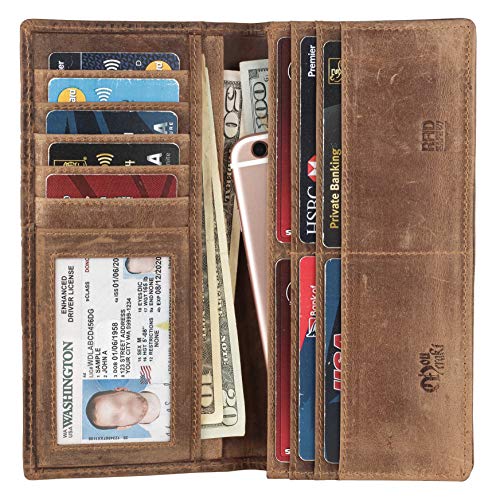 Image of RFID Blocking Mens Genuine leather Bifold Long Wallet