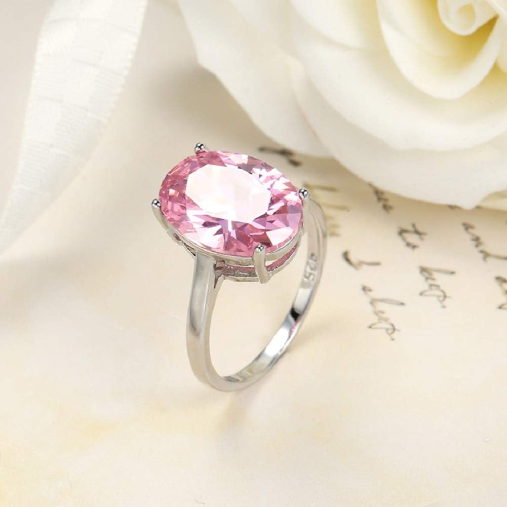 Women Fashion 925 Silver Oval Cut Pink Topaz Gemstone Ring Wedding Jewelry Size 6-10 - Image 3