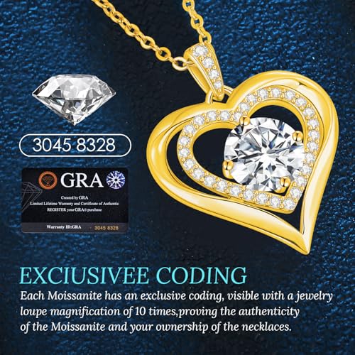 Valentine's Day Gift Moissanite Heart Pendant Necklaces for Women, 925 Sterling Silver Necklace Engraved with 'I LOVE YOU', Ideal Anniversary Birthday Jewelry Gifts for Mom Wife Girlfriend Daughter Her - Image 6