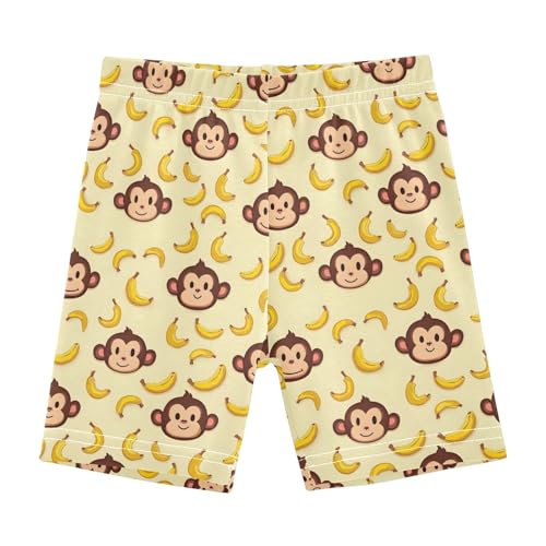 Cute Yellow Monkey Banana Girls Shorts Elastic Waist Sports Shorts Girls Leggings Pants for 4-10 Years