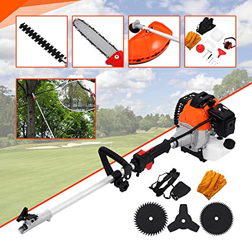 5 In 1 52Cc Multifunctional 2-Stroke Petrol Brush Cutter Grass Trimmer Chainsaw Hedge Trimmer Extension Pole #TOP5