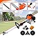 PanelTech 52CC 5 in 1 Garden Combo Brush Cutter Gas Hedge Trimmer Pruning Chainsaw Grass Trimmer and Extension Pole 2 Cycle Power Trimming Tools for Garden Lawn Care and Tree Trimming
