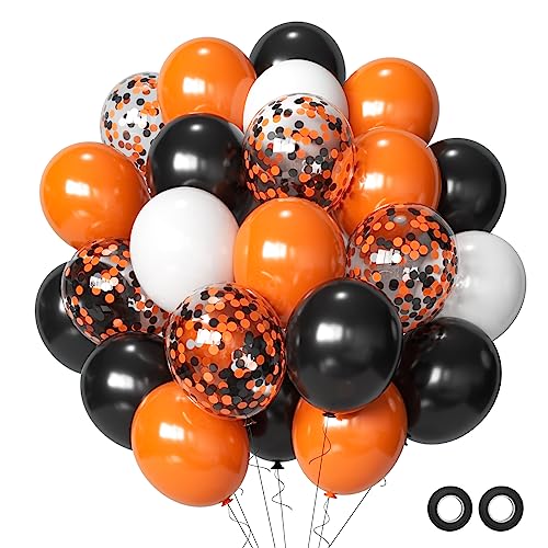 Luftballons Schwarz Orange Weiß Sipeayan 50 Stück 30cm Helium Ballons Halloween Deko Set Konfetti Luftballons für Geburtstag Hochzeit Baby Shower Halloween Herbstfest Karneval Party Dekoration