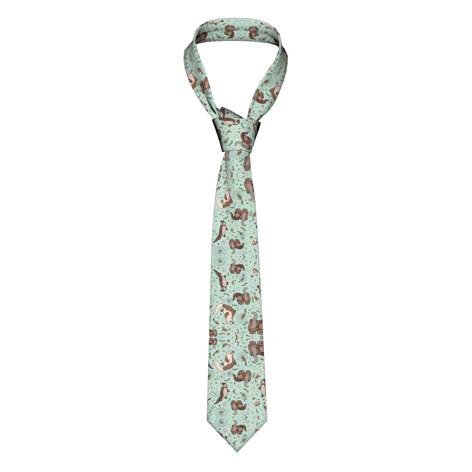 Faduni Unisex Otters Men Ties Silk Neck Tie For Men Wedding Business Formal Neckties