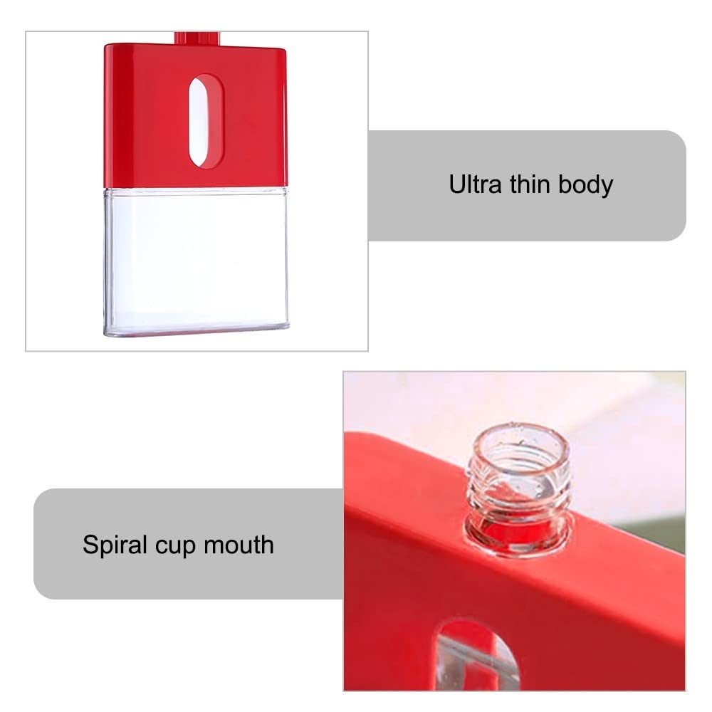 botella de agua para acampada, Botella de agua plana, portátil, a prueba fugas(Red)