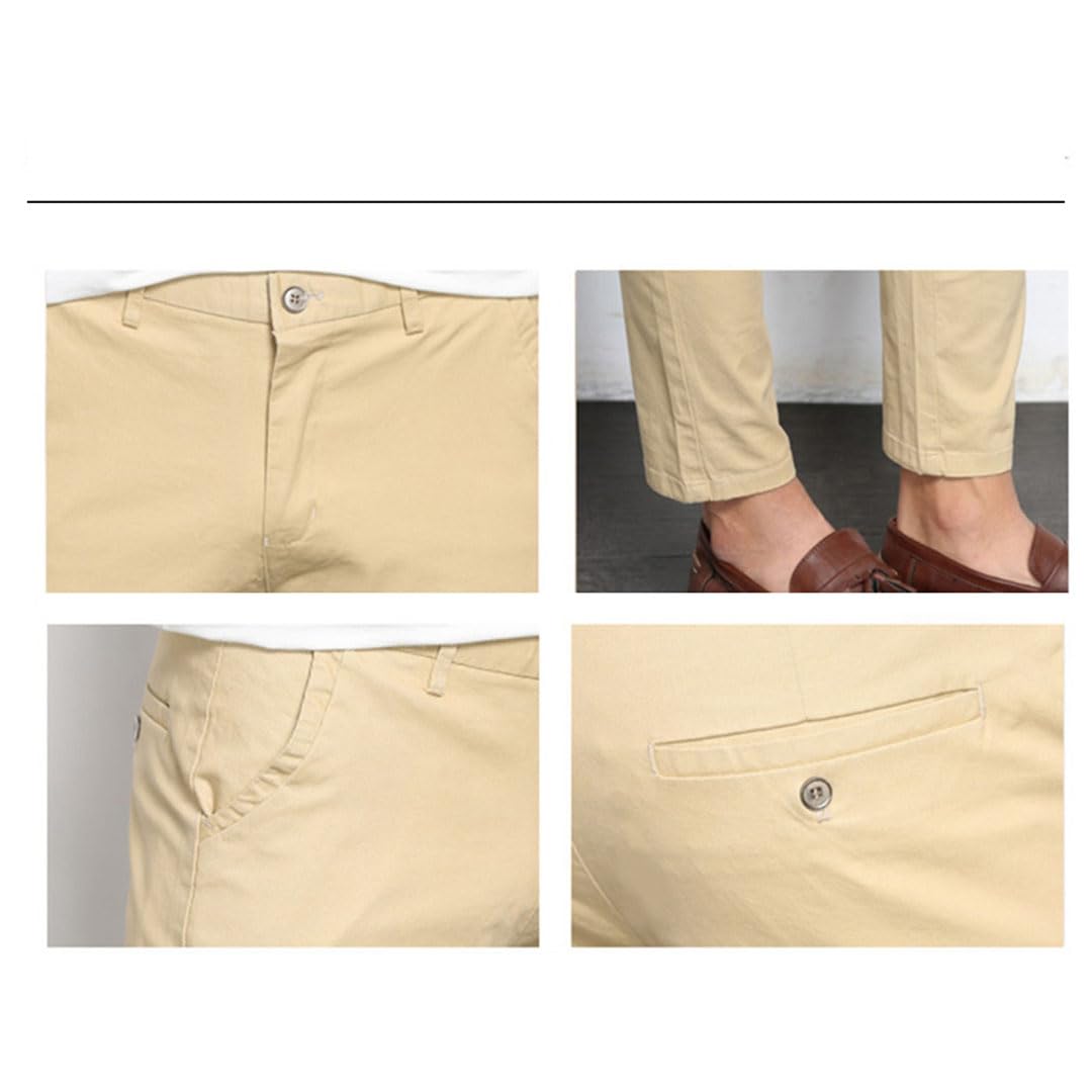 Vogrtcc Pantalones Casuales para Hombre Pantalones Formales hasta El Tobillo Elásticos Ligeros Rectos