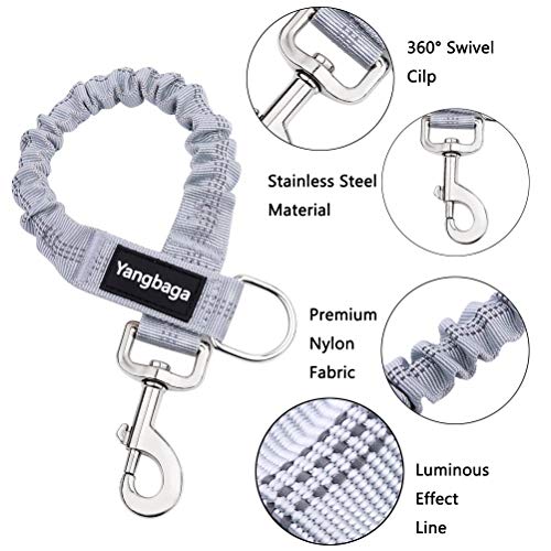 Yangbaga Dog Leash Extender, Shock Absorber Bungee Leash Attachment, Durable Nylon Dog Tie Out Extension with Stainless Steel Swivel Clips