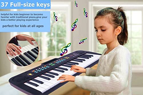 Keyboard Piano,Electric Digital Piano 37 Full-Size Keys,Electronic Music Keyboard For Kids Beginners W/Microphone Dual Speaker Stand,Headphone Audio-In,Usb Portable Keyboard Christmas Birthday Gifts #TOP3