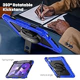 SEYMAC Case for iPad Air 5th Gen 2022 10.9” and iPad Air 4th & iPad Pro 11 2022/2021/2020/2018, Three Layers Protective Case with Pencil Holder, [360° Kickstand/Hand Strap], Screen Protector, Blue - Image 2