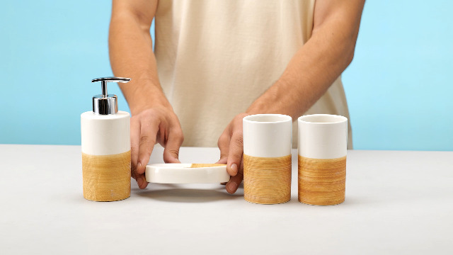 Ukaeno Bicchiere porta Spazzolino 3 Pezzi, porta Spazzolini Bagno, Plastica Alimentare, Assolutamente Infrangibili (Bianco, Grigio, Marrone