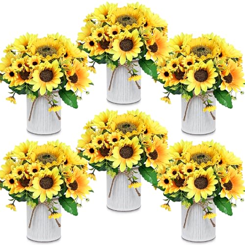 SEKNHOP Set of 6 Pre-Made Sunflower Centerpieces...