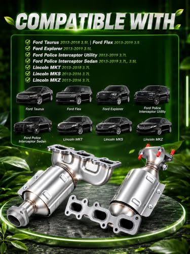 Image of Catalytic Converter Kit Direct-Fit Ford Explorer Flex Taurus Lincoln MKS MKZ MKT Police Interceptor 2013 2014 2015 2016 2017 2018 2019 3.5L 3.7L