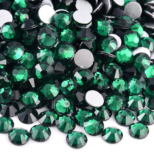 Image of 288 Pieces SS30 /6.4-6.6mm Flat Back Crystal Rhinestones Round Gems for Nail Art,Emerald