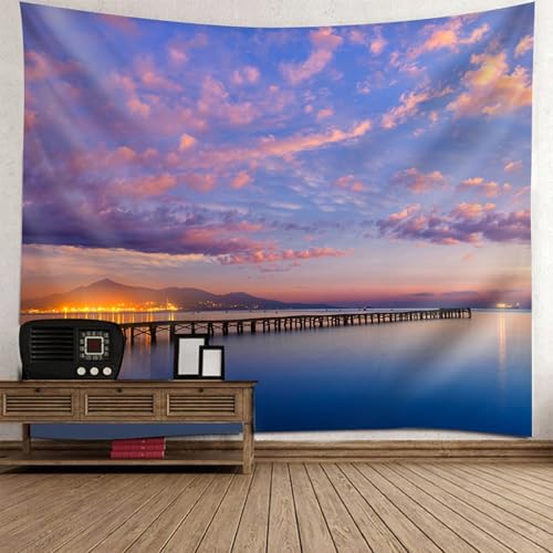 Tapisserie Mer et Coucher de Soleil 150x130CM pour Déco Murale