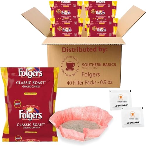 Ground Coffee Filter Packs For Folger Classic Roast, Medium Roast, 40 Count Total