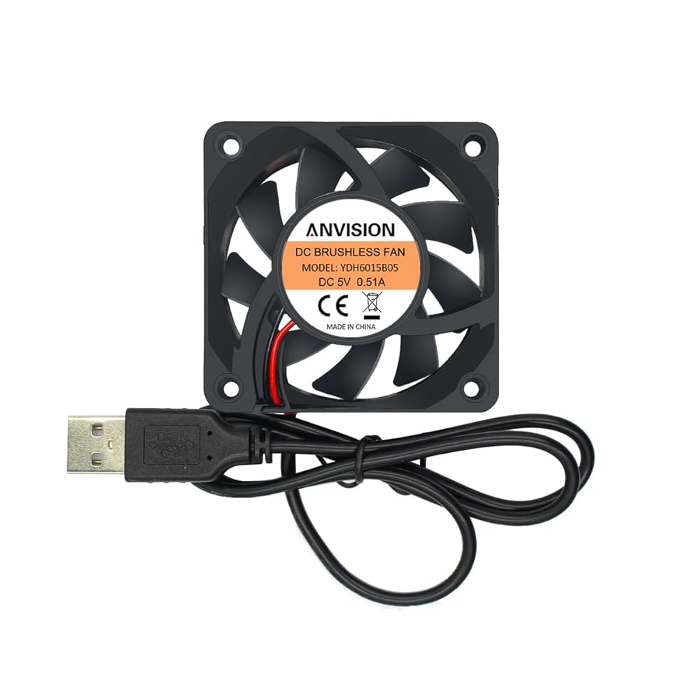 Amazon.co.jp: ANVISION 60mm x 15mm DC 5V USBブラシレス冷却