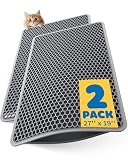 27' x 19' Cat Litter Mats (2-Pack) - Ultra-Large Litter Box Mats with Double Layers, Urine-Proof and Non-Slip Litter Trapping Mats, Easy to Clean Kitty Litter Mats for Floor, Scatter Control, Grey