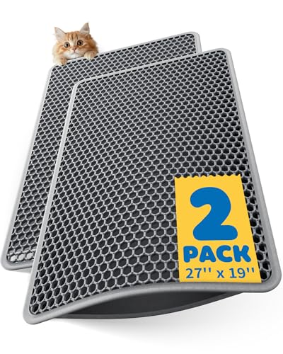 27" x 19" Cat Litter Mats (2-Pack) - Ultra-Large Litter Box Mats with Double…