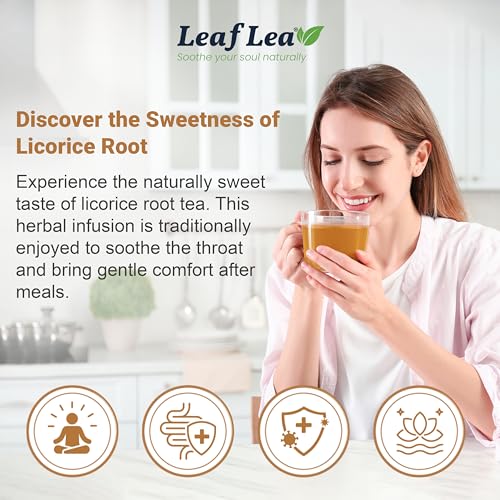 Image of LeafLea Licorice Root Tea Bags, Caffeine-Free Naturally Sweet, 40 Count