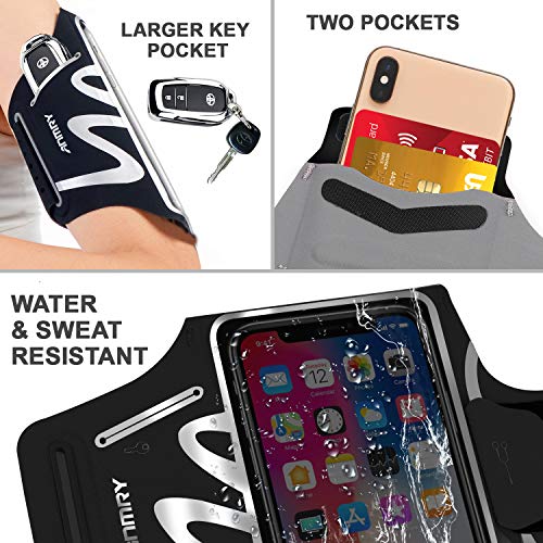 Anmry Running Phone Armband For Iphone 11 Pro Max Xs Max Xr X 8 7 6S Plus ,Galaxy S10 S9 S8 S7 S6 Edge Note 10 9, Lg G6 G5, Phone Running Holder For Running Hiking Biking With Key Holder - Black #TOP5