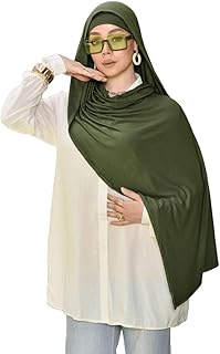 سكارف حجاب من قماش الجل مع باندانا متوفر بـ 20 لون، مقاس 1.9 م × 60 سم