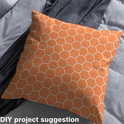 Hexagon Upholstery Fabric for Chairs Honeycomb Abstract Geometric Fabric by The Yard Orange White Decorative Fabric for Upholstery and Home DIY Projects 5 Yards,(L460*W150cm) - Image 2