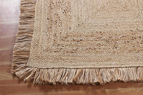 Tapis tressé main en jute 150x210 cm pour salon et jardin - 7
