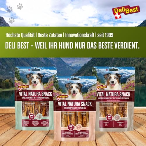 DeliBest Vital Natura Snack Biotin + Leinsamen I Kausnack für Hunde I für jedes Alter und Jede Größe I auch zur Zahnreinigung perfekt geeignet I natürlicher Kausnack I 200 g Packung
