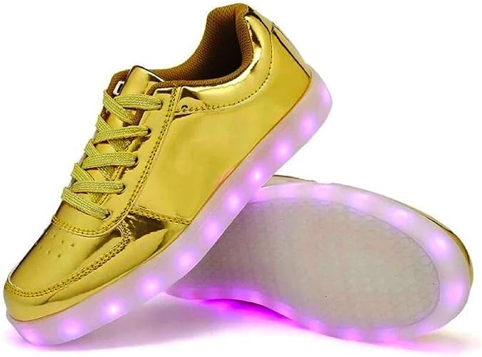 Zapatillas para hombre y mujer, con luz LED, recargables, doradas, plateadas,  que brillan en la oscuridad, marca británica, color Dorado, talla 39 1/3 EU  : Amazon.es: Zapatos y complementos