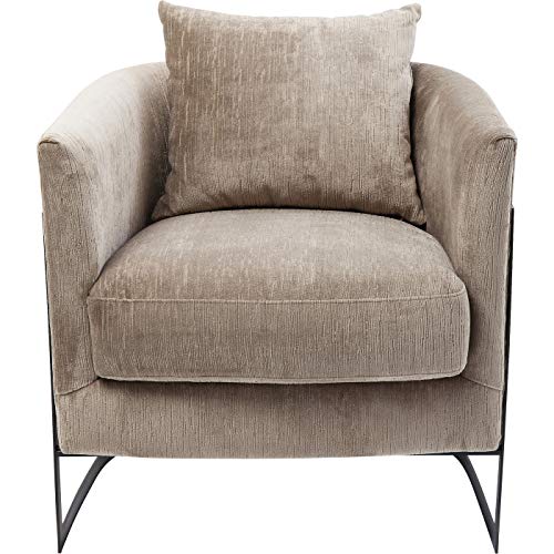 Kare Design poltrona La Vida, beige, rivestimento in velluto, cuscino di schienale libero, poltrona cocktail, mobili imbottiti, moderno, 80x76x74 cm (H/W/D)