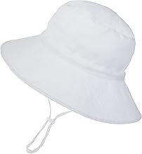 Baby Girl Sun Hat Adjustable Summer Fisherman Hat for Children Wide Brim Bob Hat Sun Protection UPF 50 for Outdoor Swimming Beach Pool