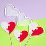mostsom Silicone Lollipop Mold,Love Wings/Heart/Round Shape Mold,Cake Lollipop Fondant Mold,For Making Lollipop Chocolate Candy Cookie,for make Lollipop,Hard Candy,No Sticks 2PCS (F_ Love Heart)