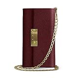 clutch tasche bordeaux ENTHÄLT: Enthält eine schwarze Standard-Smartphonehülle und eine abnehmbare goldene Kette (130 cm), die als Trageriemen genutzt werden kann.