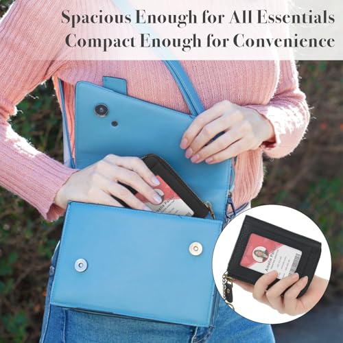 kilofly Genuine Leather Card Slot ID Holder Wallet + Keychain Cable Organizer4