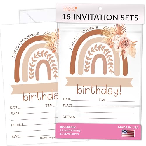 15 Boho Rainbow Birthday Invitations Girl Boho Birthday Party Invitations For Girls Boho Invitations For Birthday Party