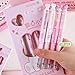 MOZXIRZ 4 Pcs Cute Retractable Pens Pink Heart Soft Grip Gel Pens Black Ink Pens 0.5mm Fine Point Smooth Writing Pens Office School Supplies Women Girls Boys Men (Pink)