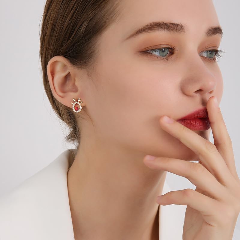 Christmas Earrings for Women,Sparkling Rhinestone Xmas Earrings Santa Hat Elk Stud Earrings Xmas Holiday Earring Christmas Jewelry Stocking Stuffers for Women - Image 5