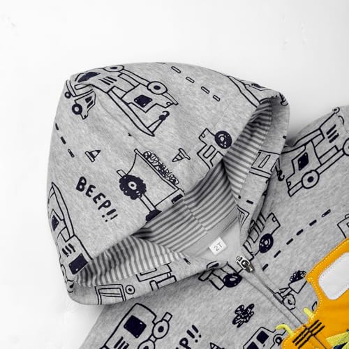 Image of Boys Toddler Zip Up Hoodie Kids Fall Winter Jacket Cute Sweatshirt With Hood 2-7 Years Old