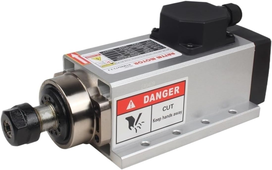Kit Square Air Cooled Cooling Spindle Motor 2.2kw 220V 24000rpm ER20 & HY HUANYANG Inverter VFD(Just Spindle)