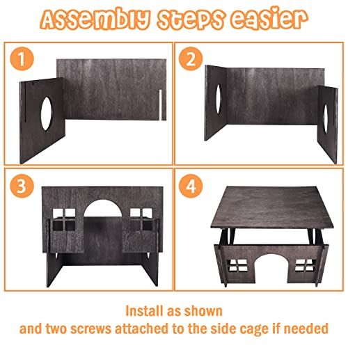 Hamster Hideout,Wooden Hamster House With Windows,Detachable And Large Size Suitable For Two Guinea Pig Hideout, Ventilated Wood Habitats Decor For Chinchilla, Hamster Mice Gerbils Mouse -Walnut Color #TOP6