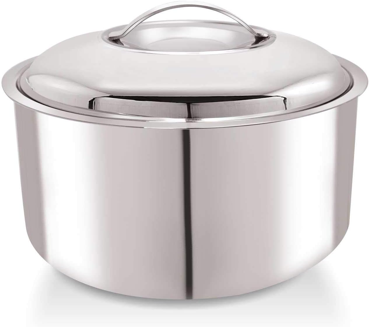 WARMEO Nexa-XL Solid Push & Lock Stainless Steel Casserole (Silver, 3000 ml)