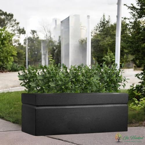 Image of Go Hooked Recta 36x14 Inch Large Planter Pot | Big Size Outdoor & Indoor Pot for Plants | Modern Design, Lightweight & Durable Rectangle Polymer Flower Pot for Balcony, Terrace & Garden (Black)